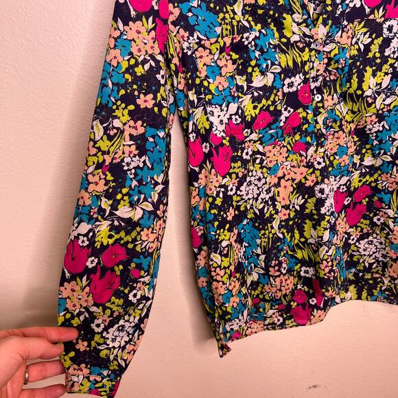 Zara Basic Floral Cotton V-neck Blouse Small - Picture 3 of 10